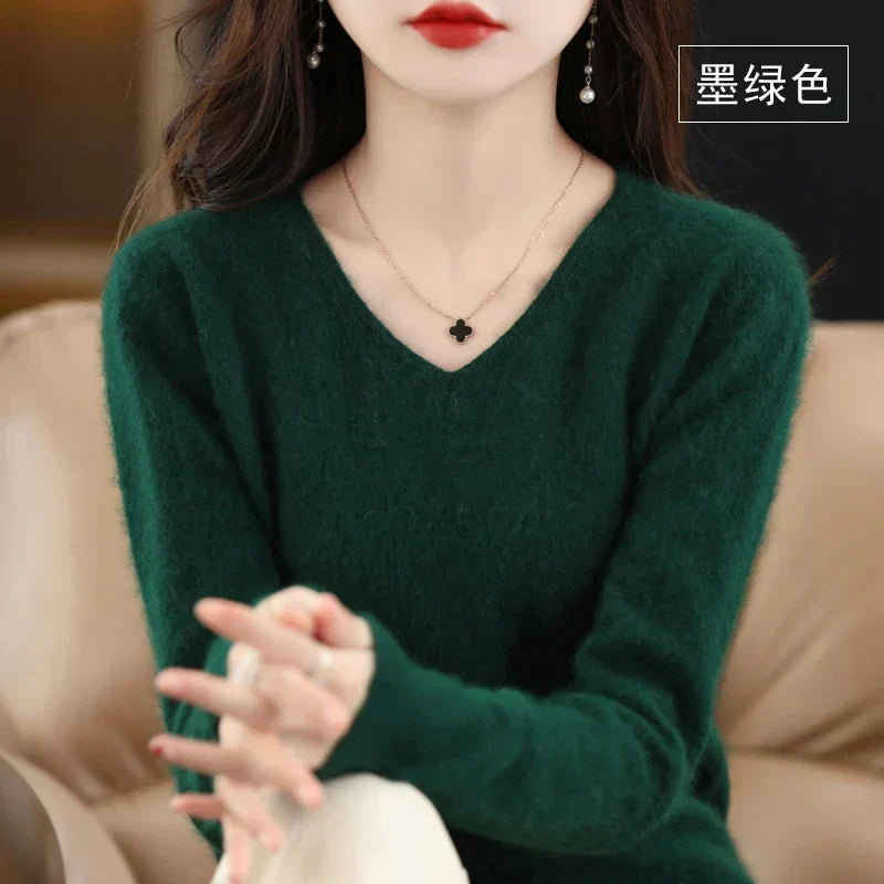 Luxury Soft Cashmere V-Neck Sweater for Women