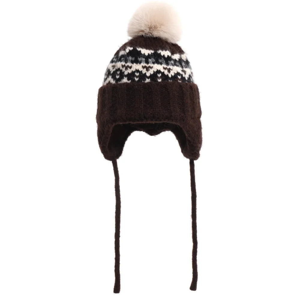 Warm Women's Knit Hat with Pom Pom