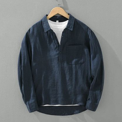Relaxed Fit Cotton Casual Long Sleeve Men's Shirt