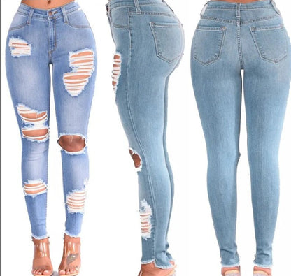Slim Fit Distressed Women's Jeans - BritishElegance