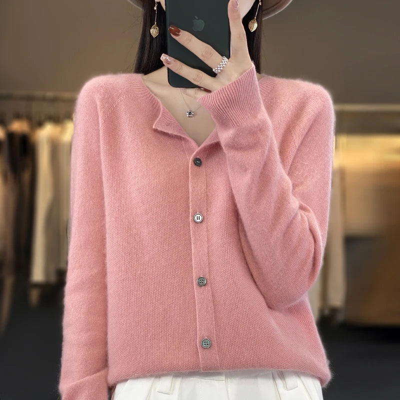 Soft Women's Open Front Wool Cardigan Sweater