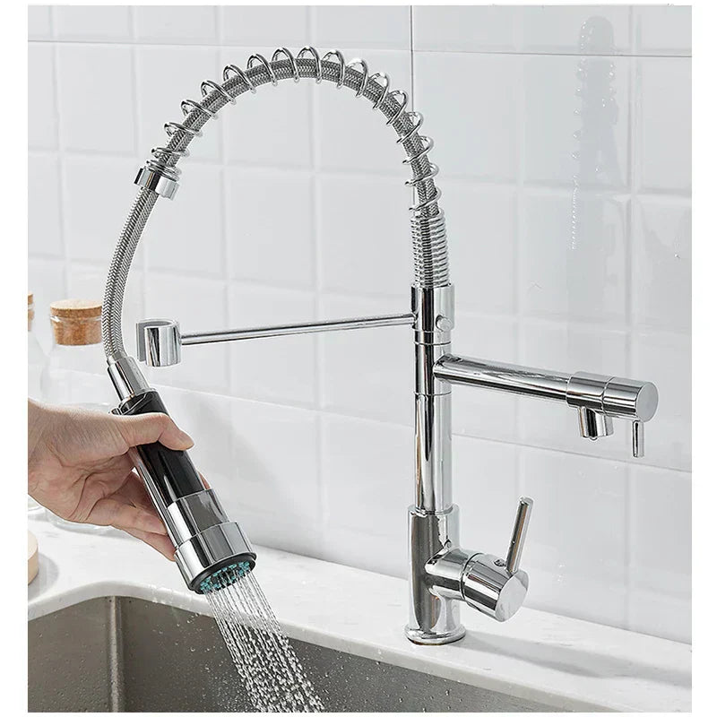 Luxury 2 Handle Kitchen Faucet In Black And Gold