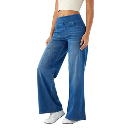 Comfortable High-Waist Straight Leg Women's Jeans