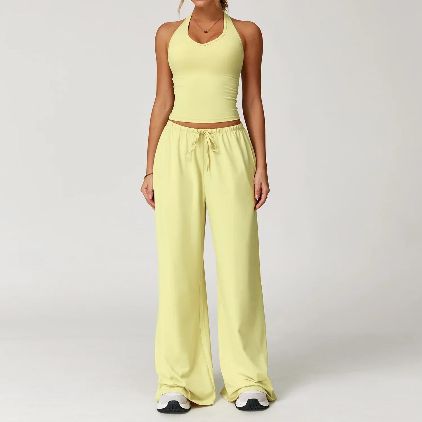Women's Breathable Ribbed Tank & Elastic Waist Pants