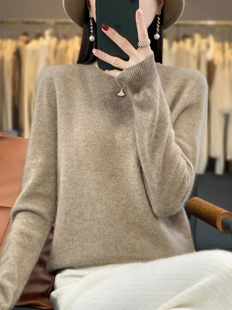 Cozy Women's Crew Neck Merino Wool Sweater