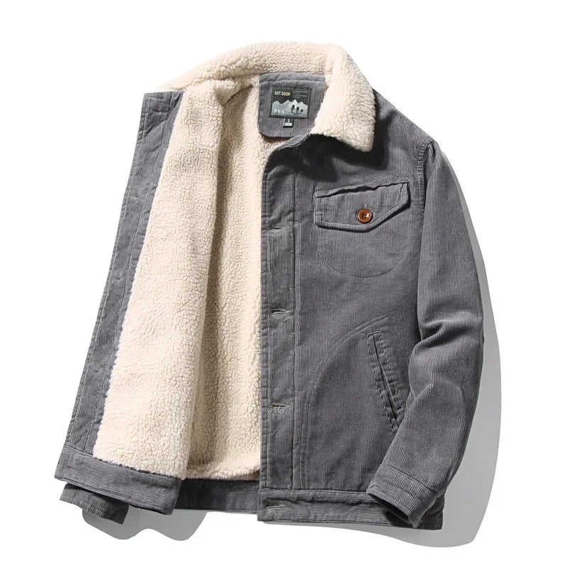 Soft Fleece Lined Corduroy Parka Coat Men - BritishElegance