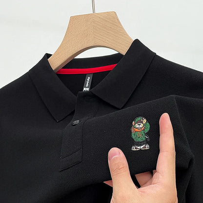 Casual Cotton Mens Long Sleeve Polo Shirt