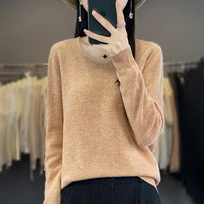 Warm Australian Merino Wool V-Neck Sweater