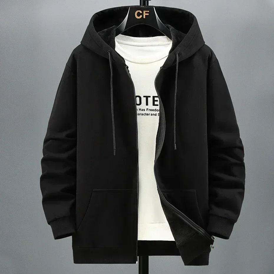 Large Size Mens Zip Up Hooded Sweatshirt