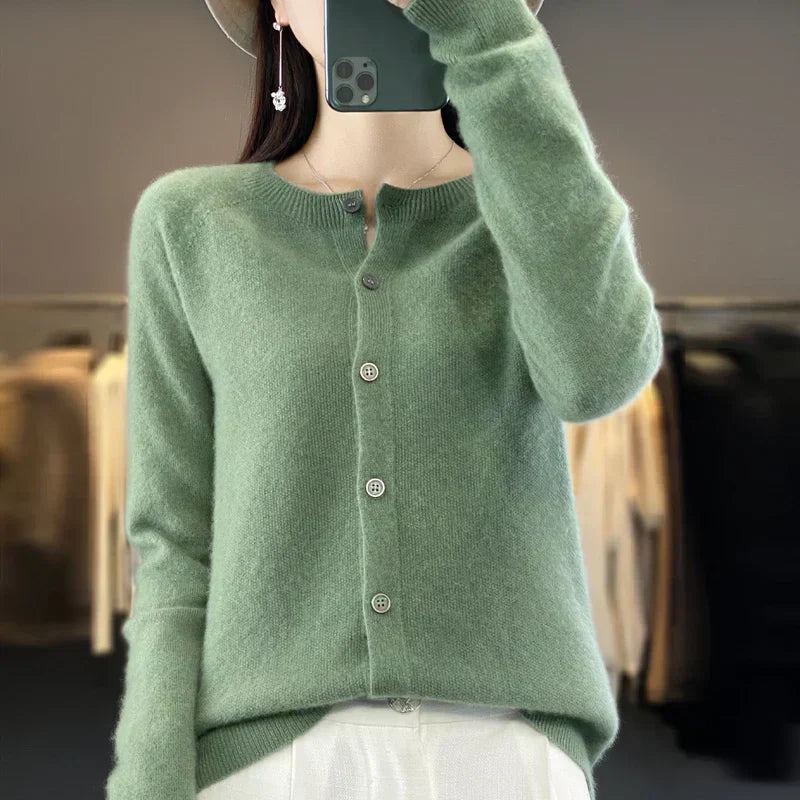Soft Women's Open Front Wool Cardigan Sweater - BritishElegance