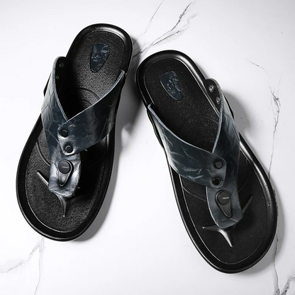 Arvento | Italian Leather Slides – Rivet Detail with Anti-Slip Comfort Sole