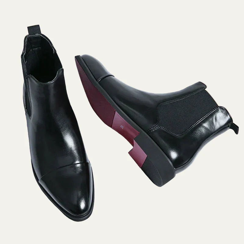 Men’s Polished Leather Cap Toe Chelsea Boots