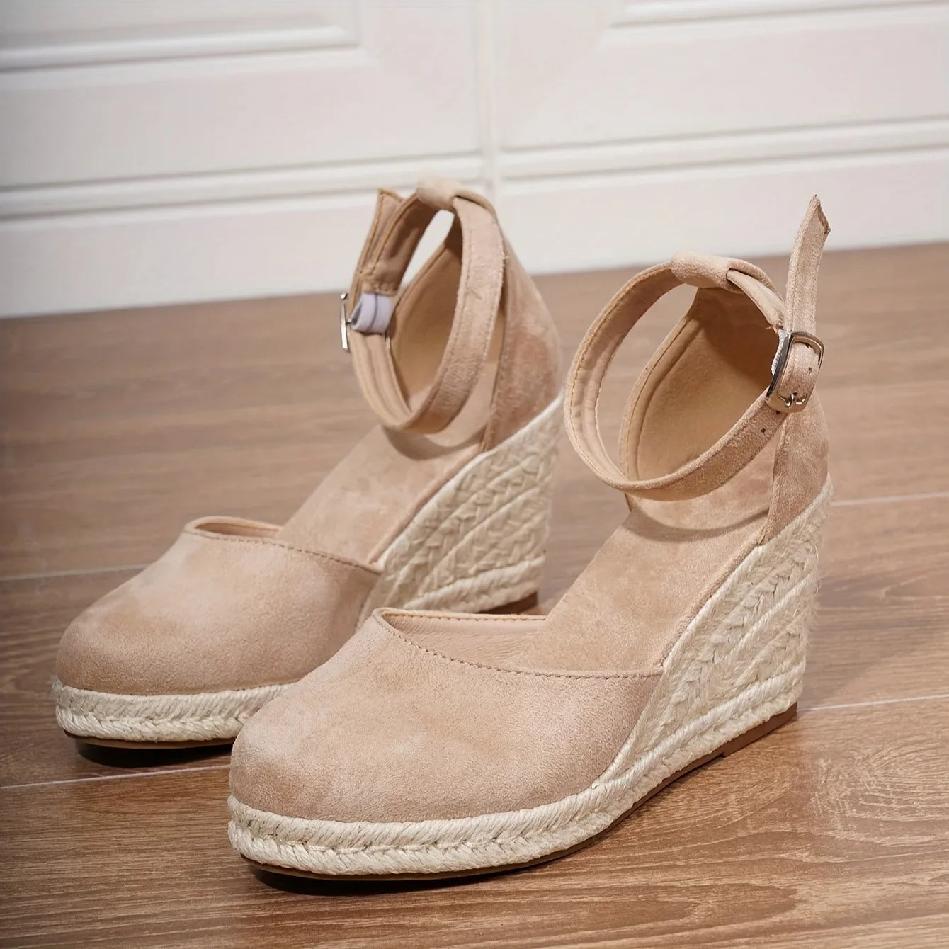 Suede Strap Espadrille Wedge Heel Sandals for Women