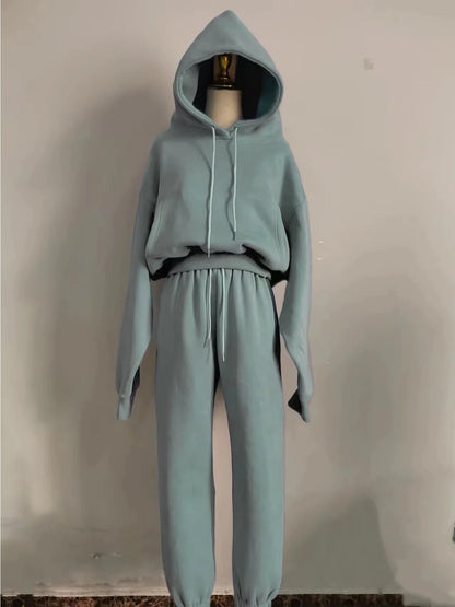 Warm Fleece Hoodie and Pant Set for Women