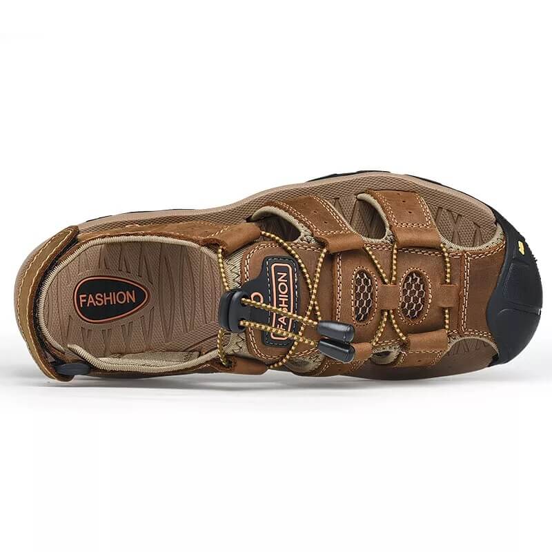 Relaxed - Leather Arched Orthopaedic Walking Sandal Brown