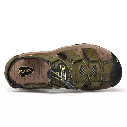 Relaxed - Leather Arched Orthopaedic Walking Sandal Green