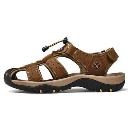 Relaxed - Leather Arched Orthopaedic Walking Sandal Brown