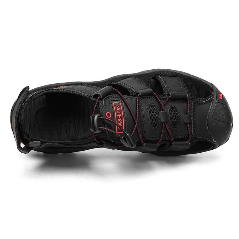 Relaxed - Leather Arched Orthopaedic Walking Sandal Black