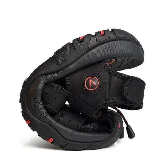 Relaxed - Leather Arched Orthopaedic Walking Sandal Black