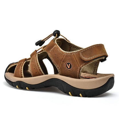 Relaxed - Leather Arched Orthopaedic Walking Sandal Brown