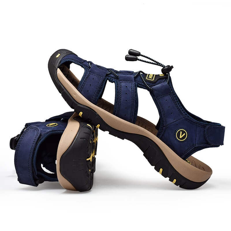 Relaxed - Leather Arched Orthopaedic Walking Sandal Blue