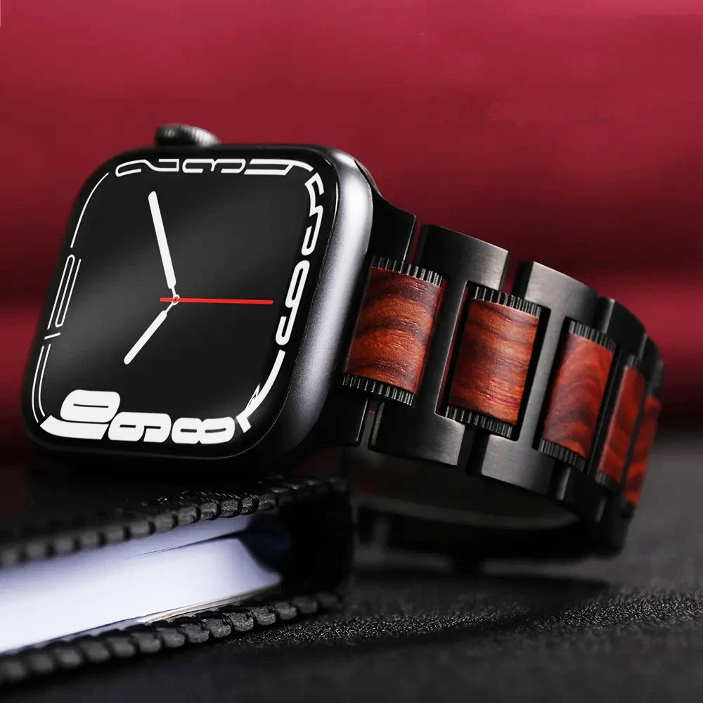 Leather Strap Watch With Wooden Accent - BritishElegance