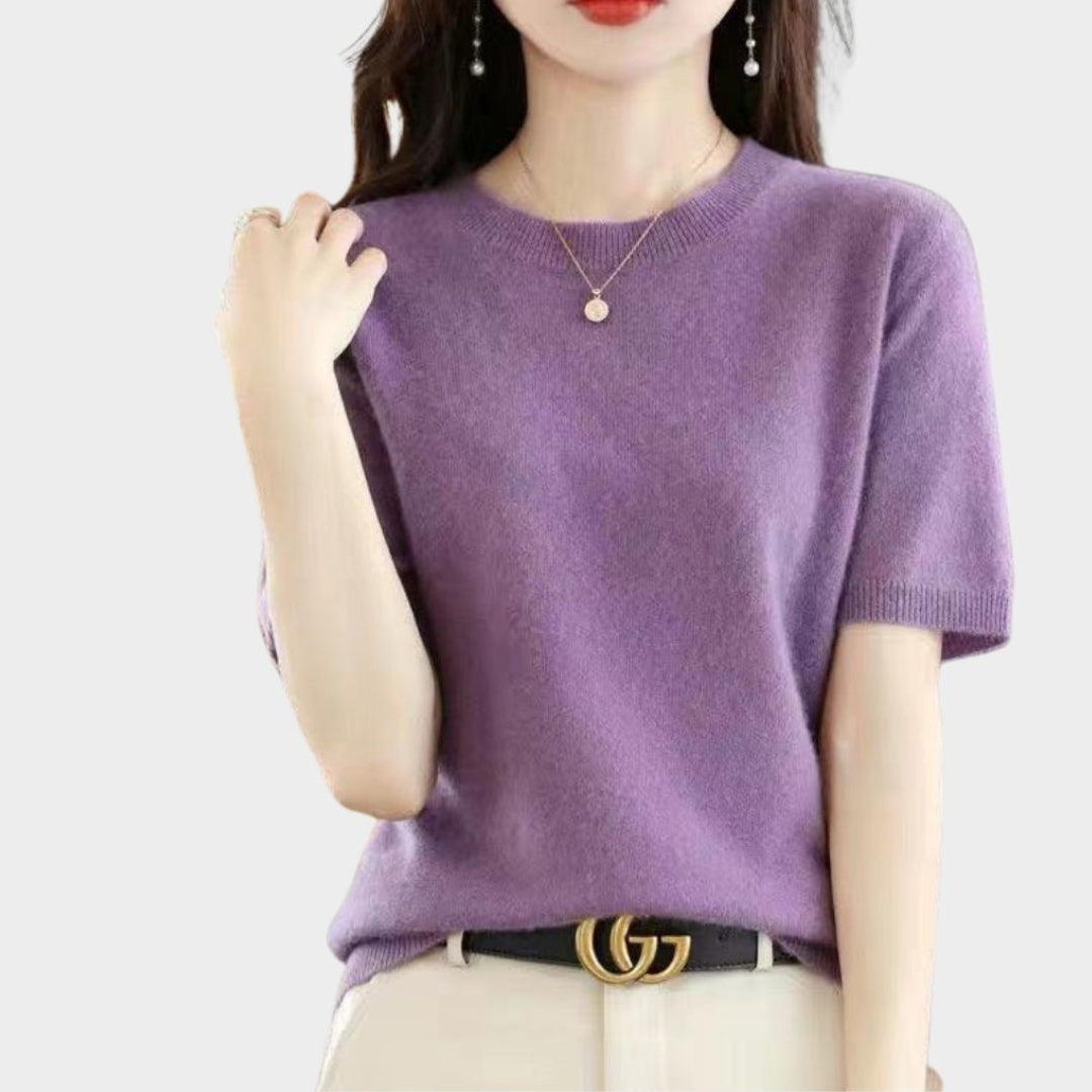 Sandra – Women’s Short Sleeve Knitted T-shirt