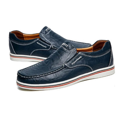 Italian Slip-on - Leather Moccasin Blue