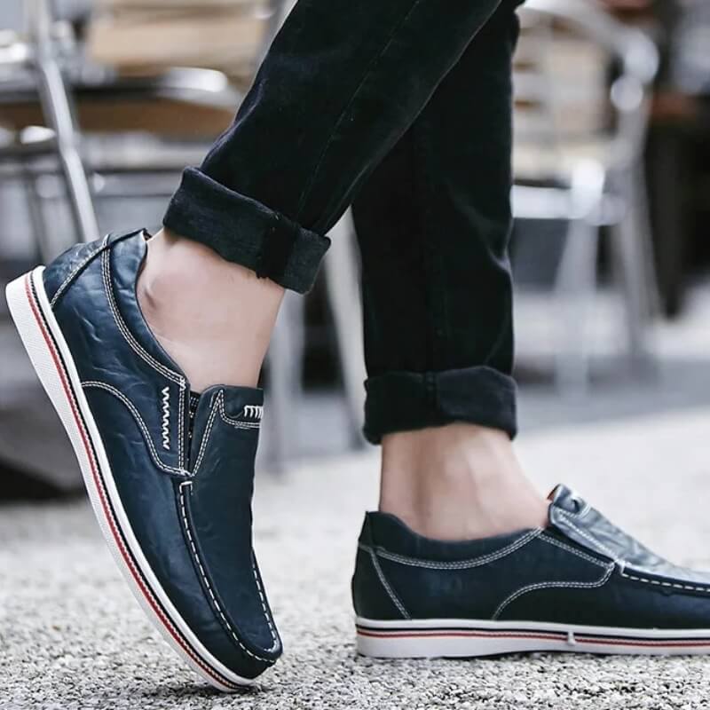 Italian Slip-on - Leather Moccasin Blue