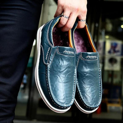 Italian Slip-on - Leather Moccasin Blue