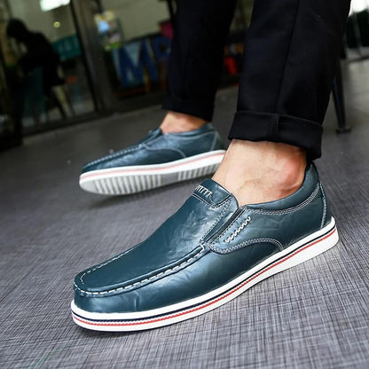 Italian Slip-on - Leather Moccasin Blue