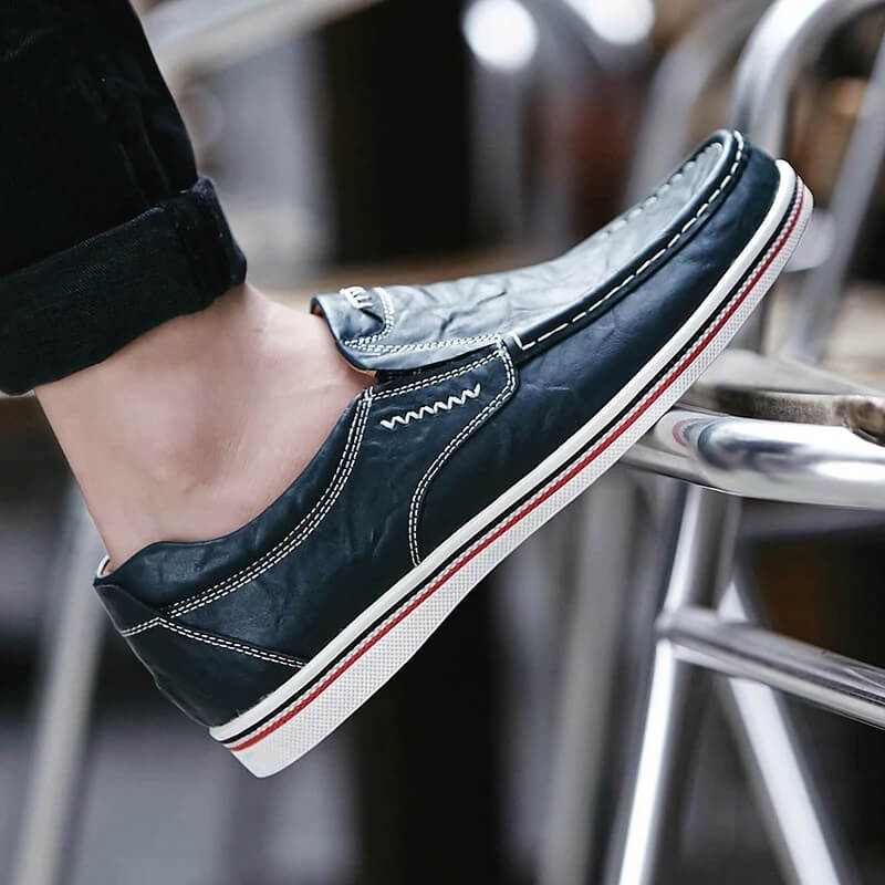 Italian Slip-on - Leather Moccasin Blue