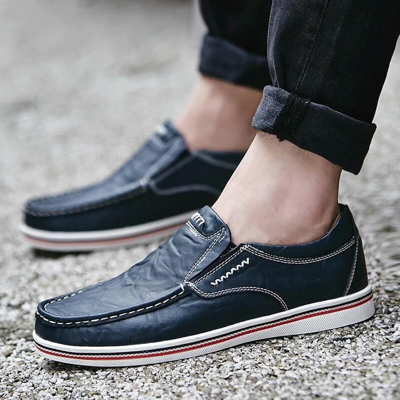 Italian Slip-on - Leather Moccasin Blue