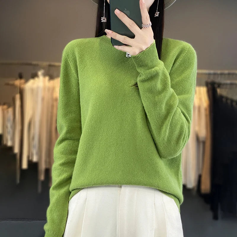 Cozy Women's Crew Neck Merino Wool Sweater