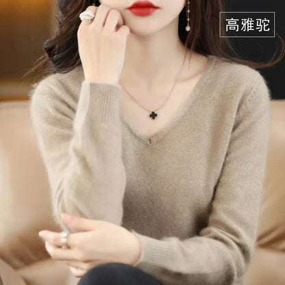 Luxury Soft Cashmere V-Neck Sweater for Women