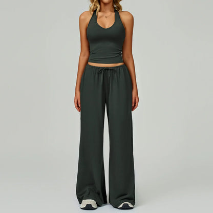 Women's Breathable Ribbed Tank & Elastic Waist Pants