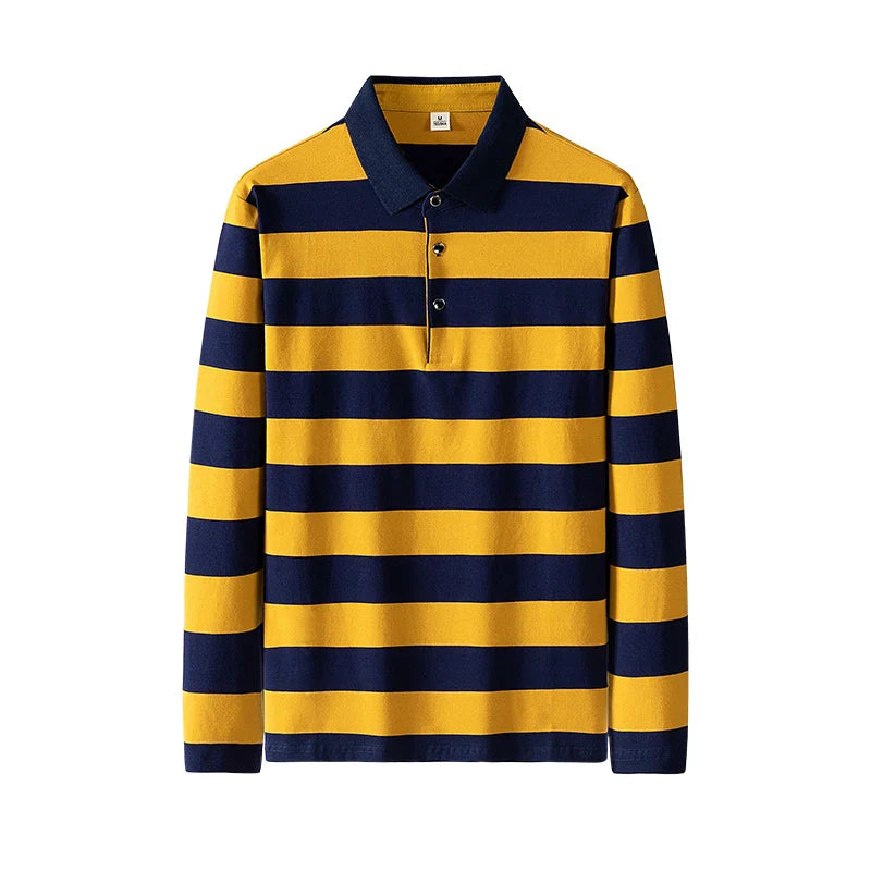 Classic Men's Striped Polo Cotton Shirt