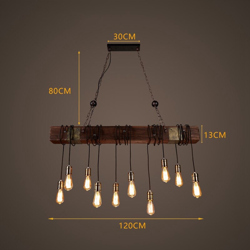 Rustic Metal Wood LED Ceiling Lamp