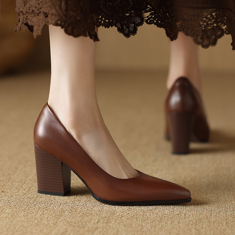Nora Genuine Leather Heels