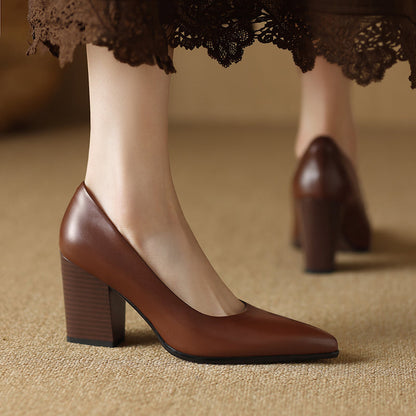 Nora Genuine Leather Heels