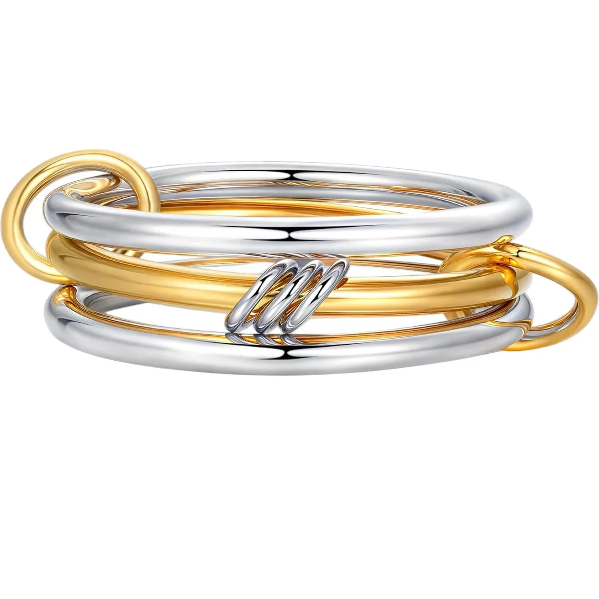 Simple Dual Tone Copper Band Ring Set