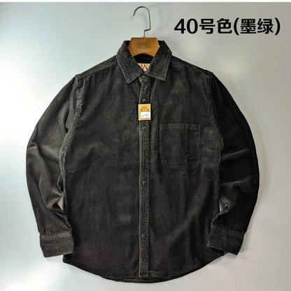 Classic Casual Corduroy Shirt for Men - Cotton Long Sleeve