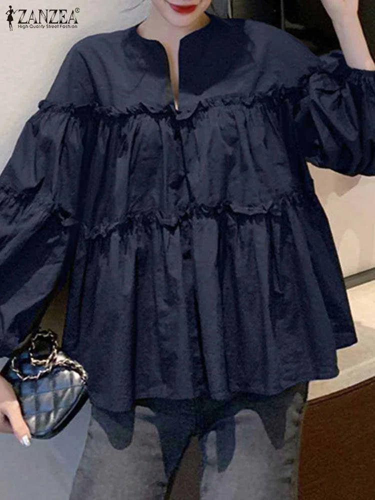 Chic Ruffled Bell Sleeve Woman's Blouse Top - BritishElegance