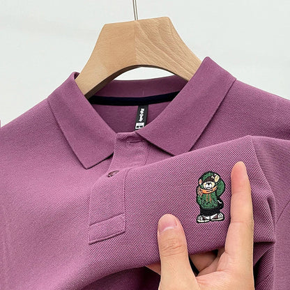 Casual Cotton Mens Long Sleeve Polo Shirt