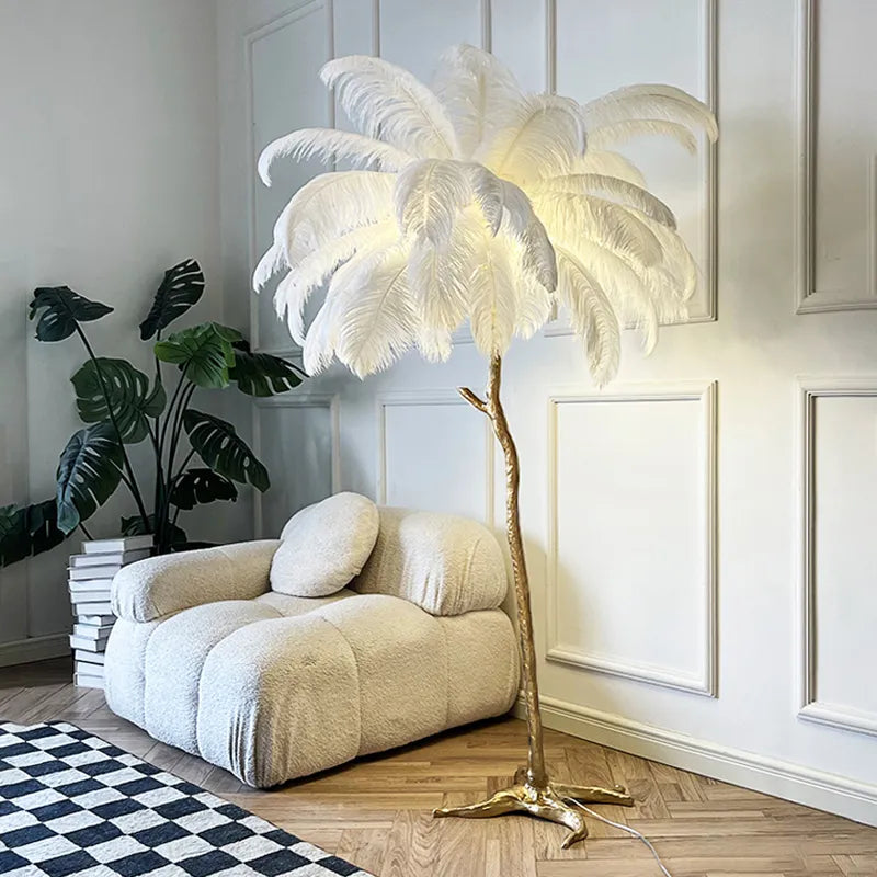 Luxury Copper Feather Floor Lamp - BritishElegance