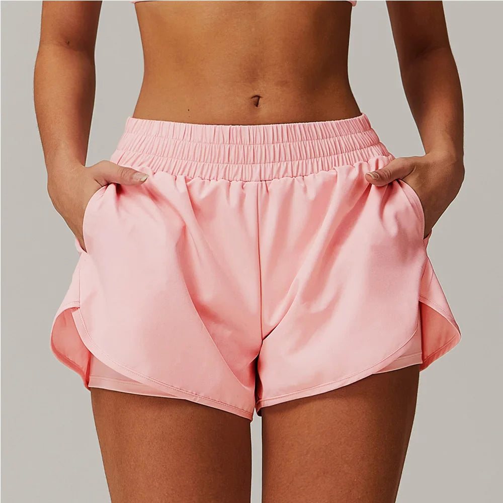 Women's Comfortable High Waist Yoga Shorts with Pockets - BritishElegance