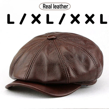 Large Genuine Leather Newsboy Cap XXL - BritishElegance