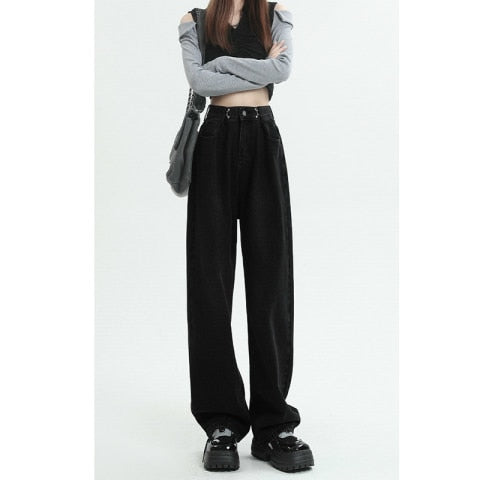 Comfortable High Waisted Wide Leg Jeans for Women - BritishElegance