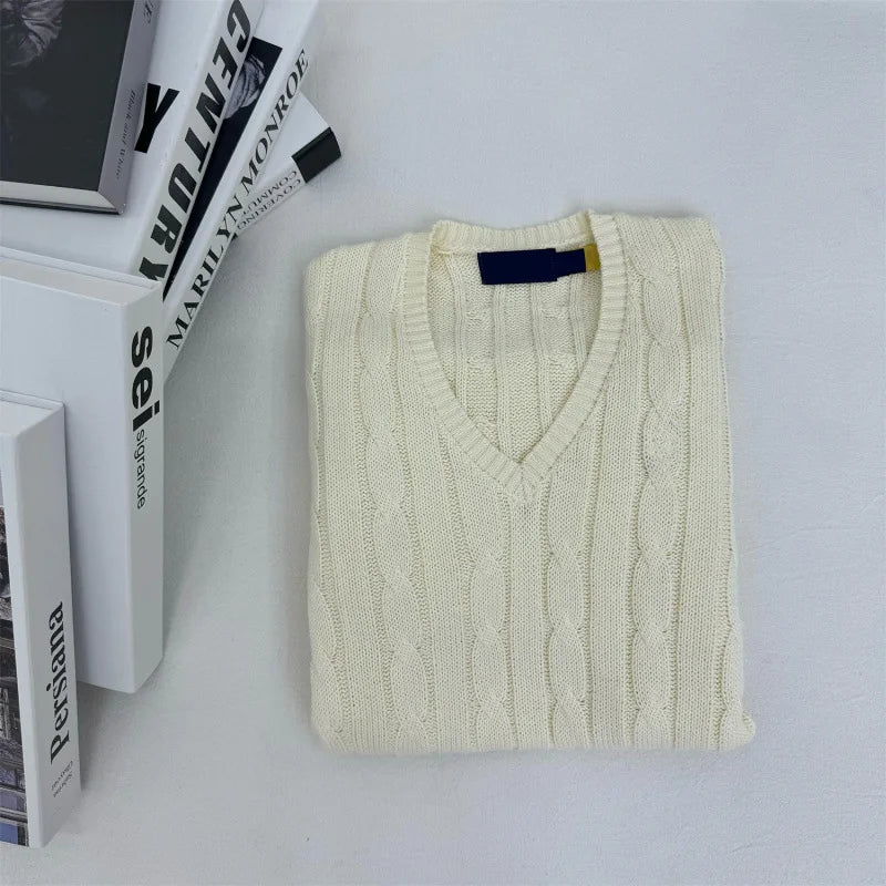 Relaxed Fit Casual V-Neck Jumper Sweater