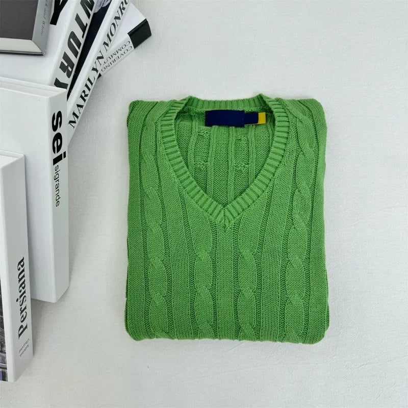 Relaxed Fit Casual V-Neck Jumper Sweater
